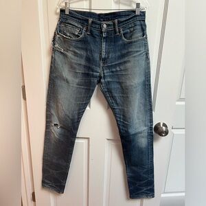 Levi's Distressed Dark Blue 512 Slim Jeans